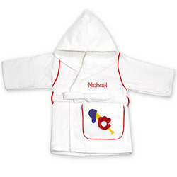 Boy's Cotton Velour Robe with Logo Choice